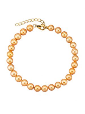 Armband mit goldfarbenen Süßwasser-Zuchtperlen Diemer Perle Gelbgoldfarben