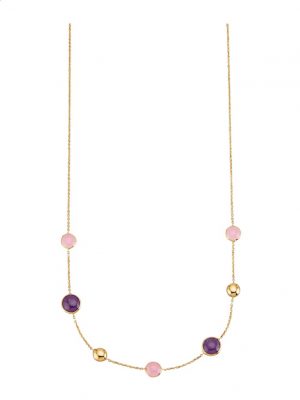 Collier mit Amethyst-Cabochons und Pinkopal-Cabochons Diemer Farbstein Lila