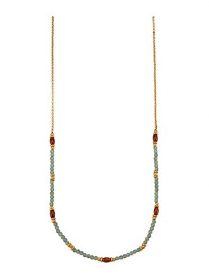 Collier mit Bernsteinen und Apatiten Grün