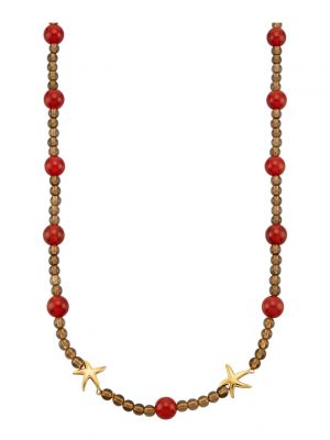 Collier mit Rauchquarz und Achat Rot