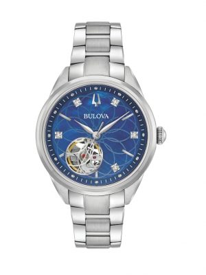 Damen-Mechanikuhr 96P191 Bulova Silberfarben