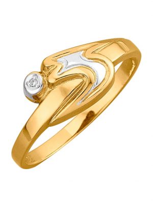 Damenring, 925 mit 1 Diamant Gelbgoldfarben