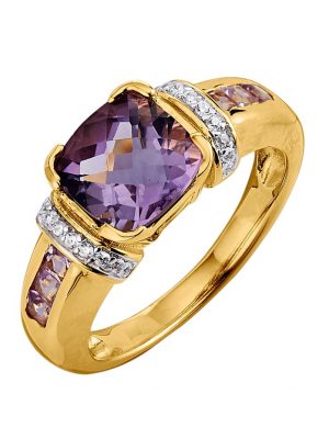 Damenring mit Amethysten und weißen Zirkonia Lila