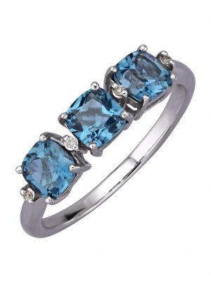 Damenring mit Blautopasen Diemer Farbstein Blau