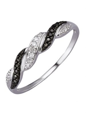 Damenring mit Diamanten Weißgoldfarben