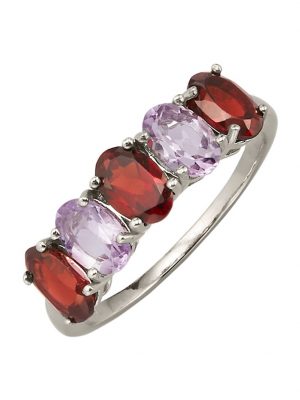 Damenring mit Granat-Steinen und Amethysten Multicolor