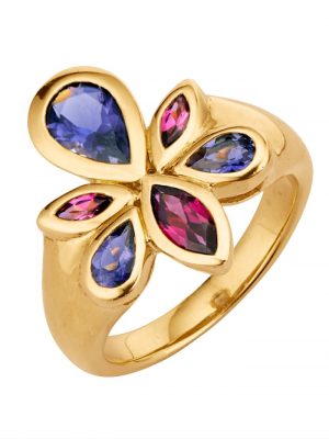 Damenring mit Iolith und Rhodolith Multicolor
