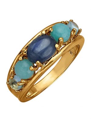 Damenring mit Kyanit, Amazoniten und Blautopasen Blau