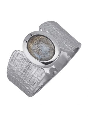 Damenring mit Labradorit-Cabochon Diemer Farbstein Grau