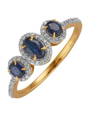 Damenring mit Saphiren und Diamanten Diemer Farbstein Blau