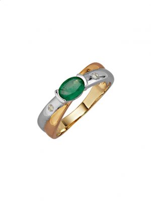 Damenring mit Smaragd und Diamanten Diemer Farbstein Grün