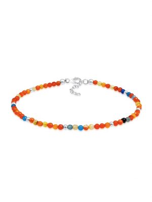 Fußschmuck Achat Kugeln Bunt Sommer Beach Festival 925 Silber Nenalina Silber