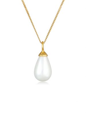Halskette Anhänger Süsswasserzuchtperle Tropfen 925 Silber Nenalina Gold