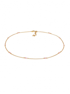 Halskette Choker Rosa Quarz Kugeln Perlen 925 Silber Elli Gold