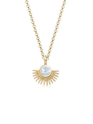 Halskette Erbskette Strahlen Astro Mondstein 925Er Silber Elli Gold