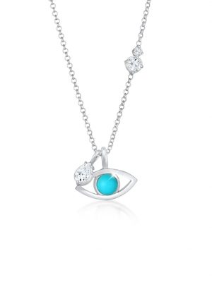 Halskette Evil Eye Türkis Solitär Topas Tropfen 925 Silber Elli Premium Silber