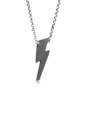 Halskette Herren Blitz Oxidiert Used Look 925 Silber Kuzzoi Grau