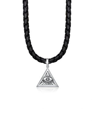 Halskette Herren Kreuz Schlange Leder Oxidiert 925 Silber Kuzzoi Silber