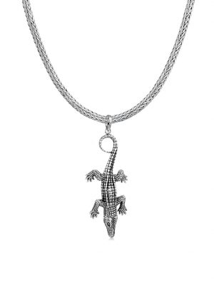 Halskette Mann Schlangenkette Krokodil Anhänger 925 Silber Kuzzoi Silber