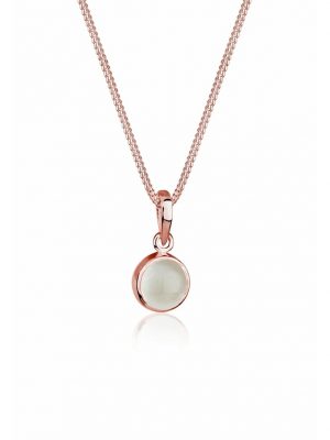 Halskette Mondstein Gemstone Natur 925 Sterling Silber Elli Rosegold