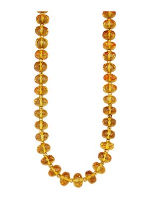 Halskette aus gelben Naturbernstein-Rondellen Diemer Farbstein Gelb