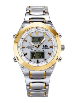 Herren-Funkuhr-Solar-Chronograph Meister Anker Silberfarben