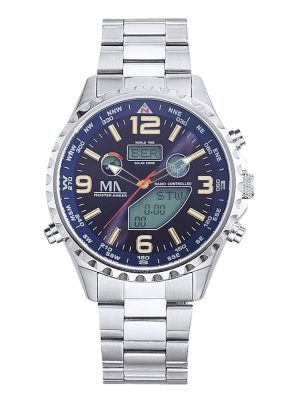 Herrenuhr Funk-Solar-Chronograph Meister Anker Silberfarben