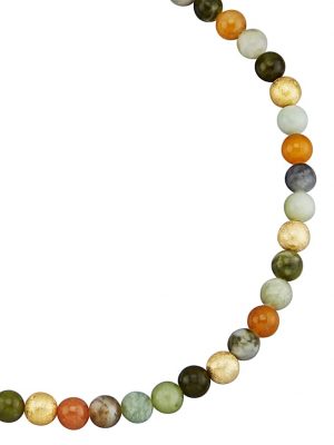 Jade-Kette in Silber 925, vergoldet Diemer Farbstein Multicolor