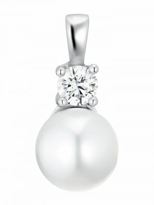 Motivanhänger für Damen, 925 Sterling Silber Zirkonia (synth.) Perle amor Silber