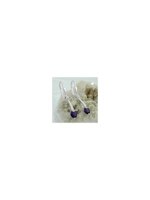 Ohrbrisur Ohrhänger Ohrringe 29x5mm synthetischer Amethyst mit Zirkonia Silber 925 Gallay Schmuckgroßhandel Silber