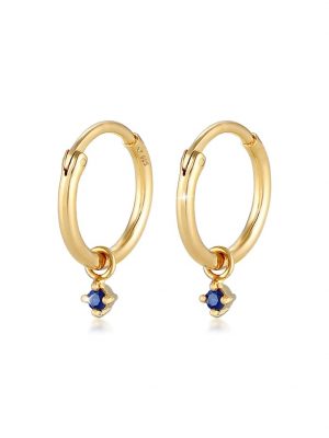 Ohrringe Creolen Saphir Synthetisch Anhänger 925 Silber Elli Gold
