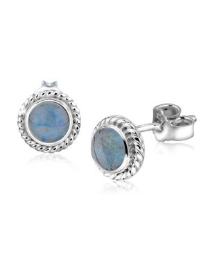 Ohrringe Stecker Boho Opal Geburtsstein Oxid 925 Silber Nenalina Grau