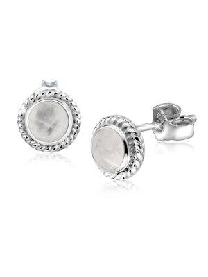 Ohrringe Stecker Mondstein Edelstein 925Er Sterling Silber Nenalina Silber