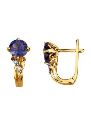 Ohrringe mit Iolithen und Diamanten Blau
