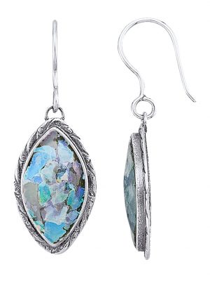 Ohrringe mit Roman Glass (Patina) Roman Glass Blau