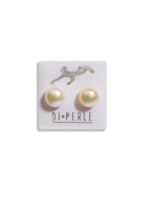 Perlenschmuck 585 Gelbgold Süsswasser Perlen Ohrstecker DI PERLE Weiß
