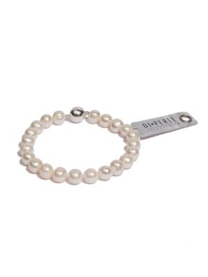 Perlenschmuck 925 Silber Süsswasser Perlen Armband ( 19 cm ) DI PERLE Weiß