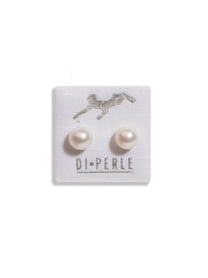 Perlenschmuck 925 Silber Süsswasser Perlen Ohrstecker DI PERLE Weiß