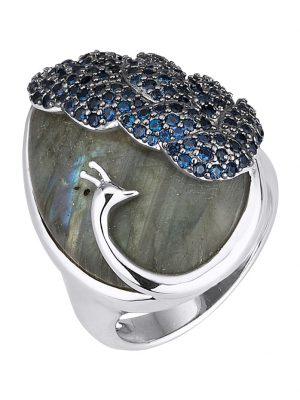 Pfau-Ring mit Labradorit Blau