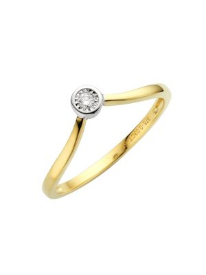 Ring 375/- Gold Brillant weiß Brillant Bicolor 0,03ct. Diamonds by Ellen K. Gelb