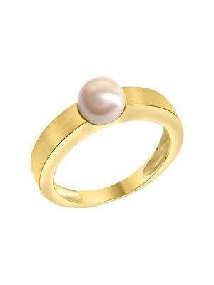 Ring 585/- Gold Akoya Zuchtperle weiß Glänzend Orolino Gelb