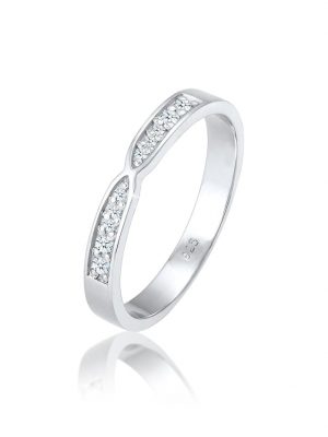 Ring Bandring Brillant Diamant (0.09 Ct.) 925 Silber Elli DIAMONDS Silber