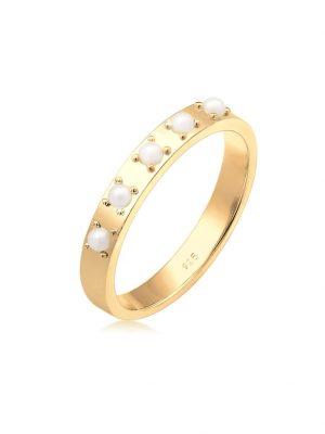 Ring Bandring Synthetische Perlen 925 Silber Elli Gold