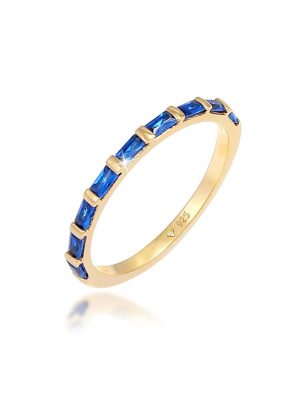 Ring Bandring Verlobung Synthetischer Saphir 925 Silber Elli Premium Gold
