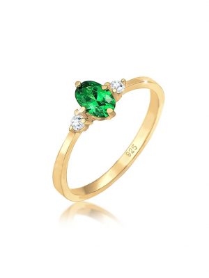 Ring Bandring Verlobung Zirkonia Kristalle 925 Silber Elli Gold