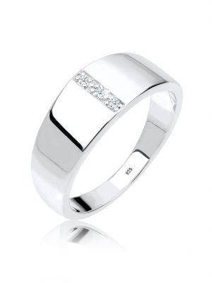 Ring Basic Bandring Diamant (0.015 Ct.) 925 Silber Elli DIAMONDS Weiß