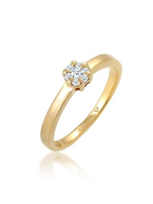 Ring Blume Verlobung Diamant (0.12 Ct.) 585 Gelbgold Elli DIAMONDS Gold