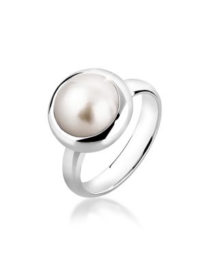 Ring Damenring Mabe Perle Klassisch 925 Sterling Silber Nenalina Silber