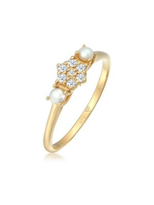 Ring Diamant (0.095 Ct.) Süßwasserperle 375 Gelbgold Elli DIAMONDS Gold