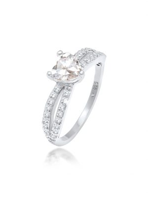 Ring Herz Solitär Verlobung Liebe Zirkonia 925 Silber Elli Silber